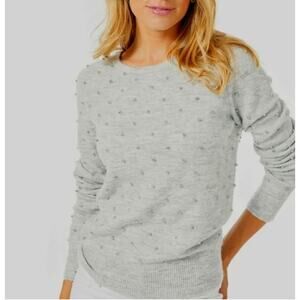 Lilly Pulitzer Laveta Rhinestone Boatneck Sweater Glitzy Gray Large Glam Chic